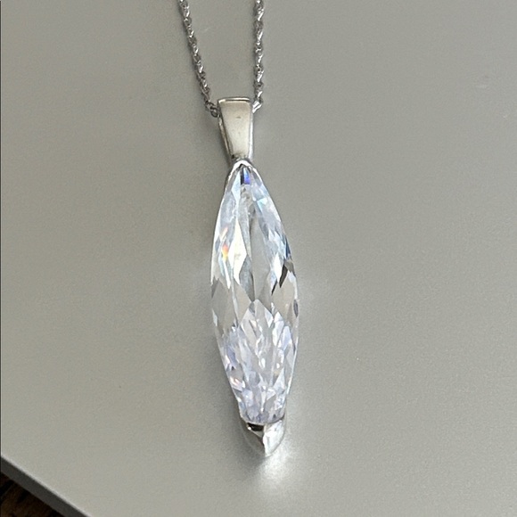 Silver Unlimited Jewelry - Italian CZ Marquis Pendant Necklace